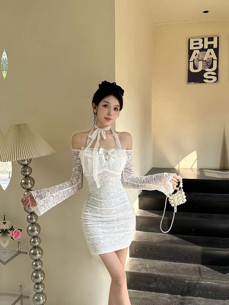 【dress】ホルターネックレースワンピース　M28314