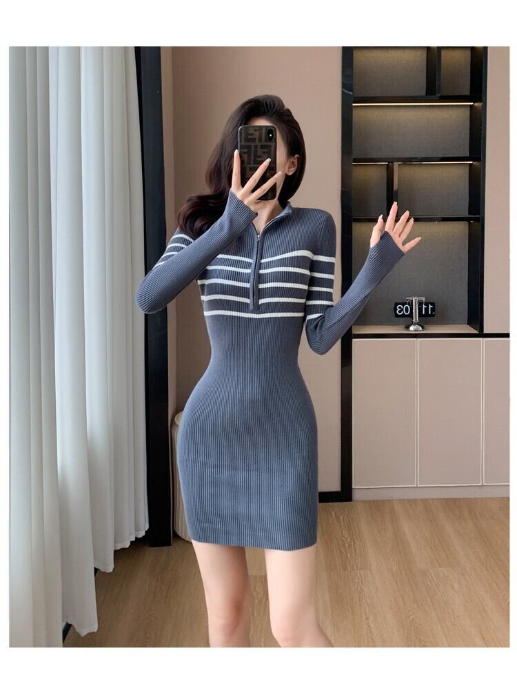 【dress】ファスナーニットワンピース　M18651