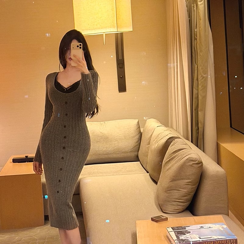【dress】ニットワンピース Q7355