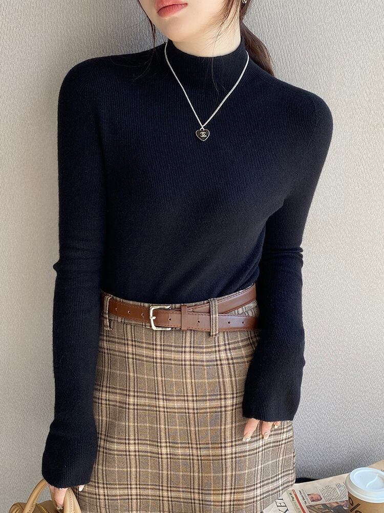 【tops】無地ニットトップス　M26445