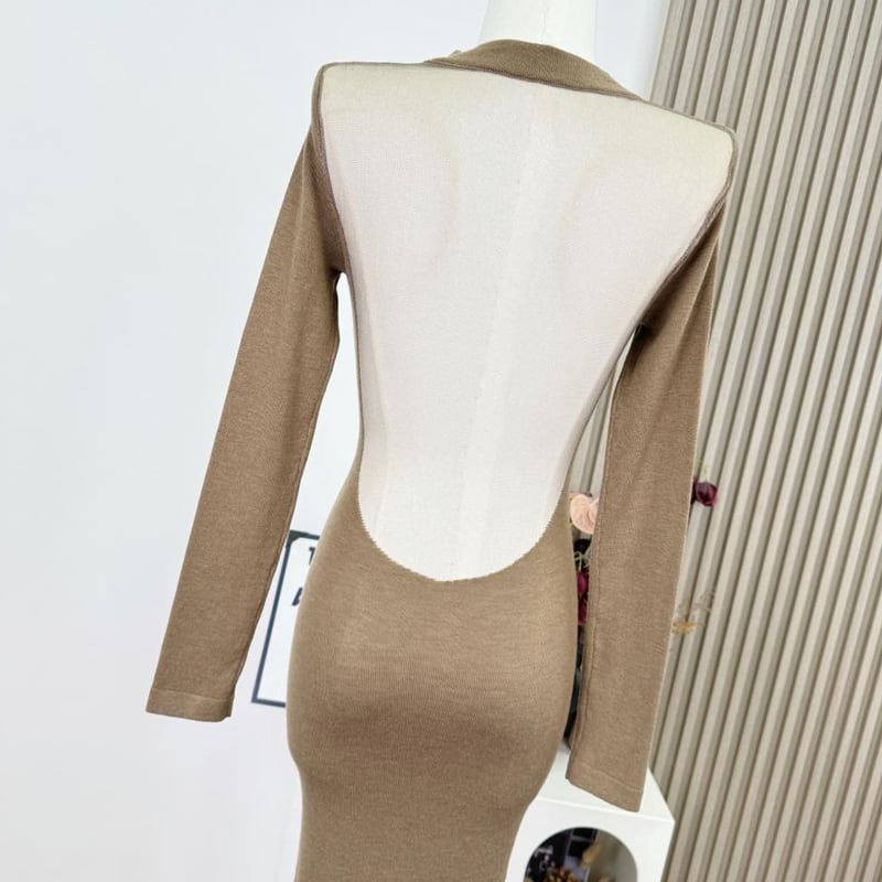 【dress】チュールドッキングニットワンピース Q7621