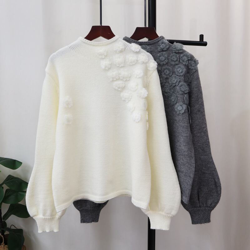 【tops】フラワーモチーフニットトップス　N2904
