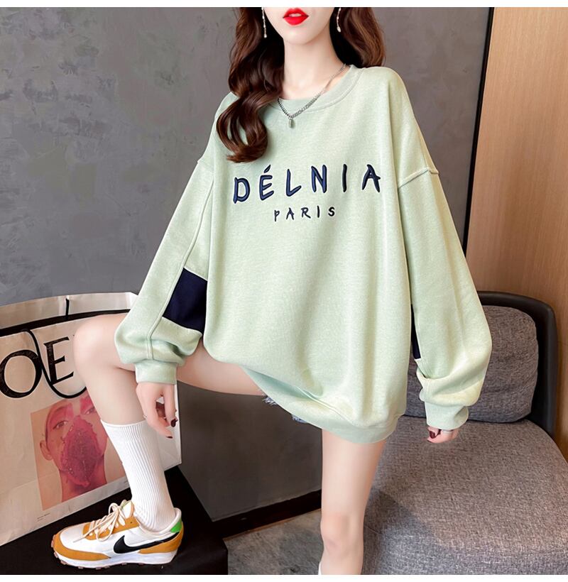 【tops】必ず目を引く秋新作〜3色ラウンドネック長袖ファッション配色英字柄着回しパーカーF0729