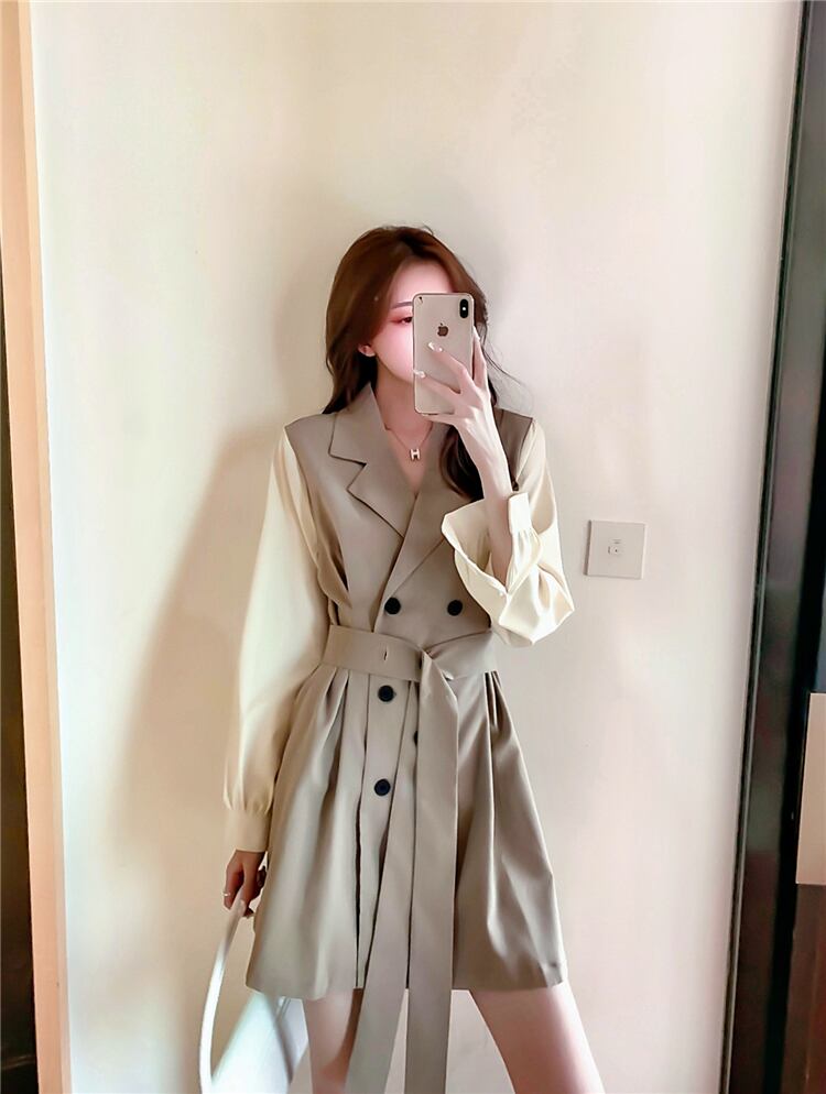 【dress】作好感度UP!気質満点レトロスウィート 長袖着痩せワンピース G1444