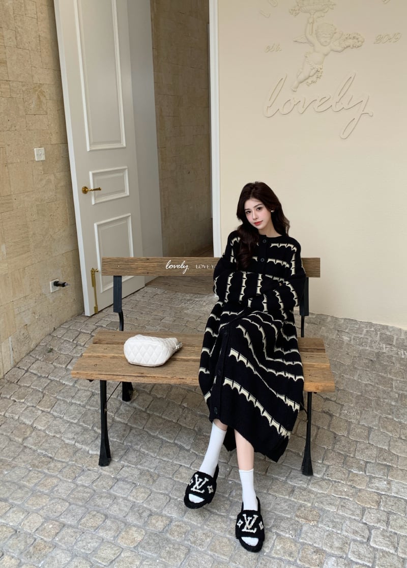 【dress】ボーダー柄ニットワンピース　M28377