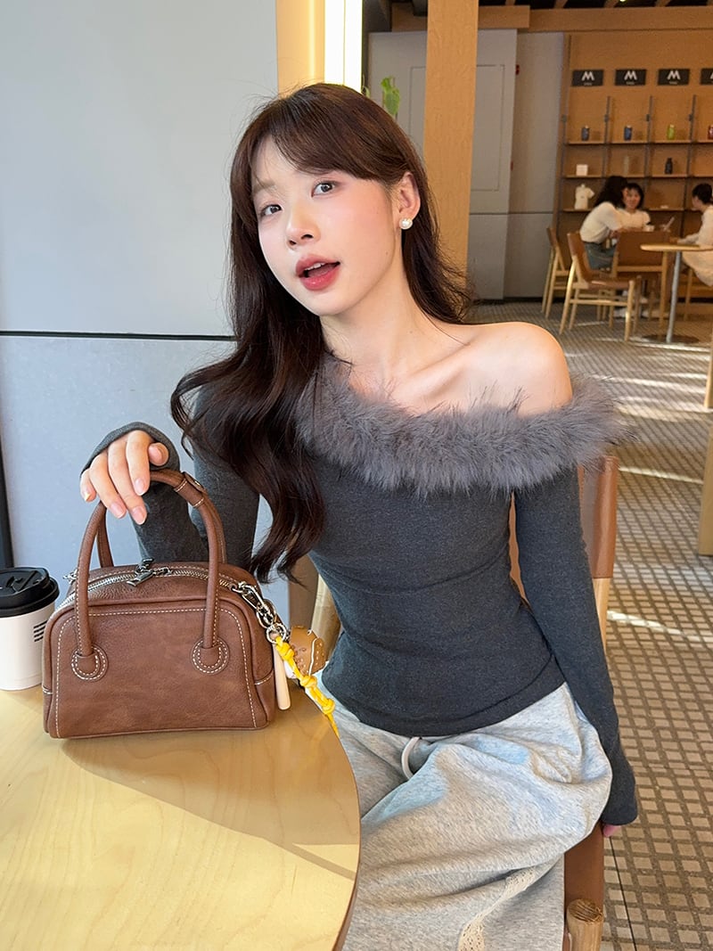 【tops】デコルテファーニットトップス　N2829