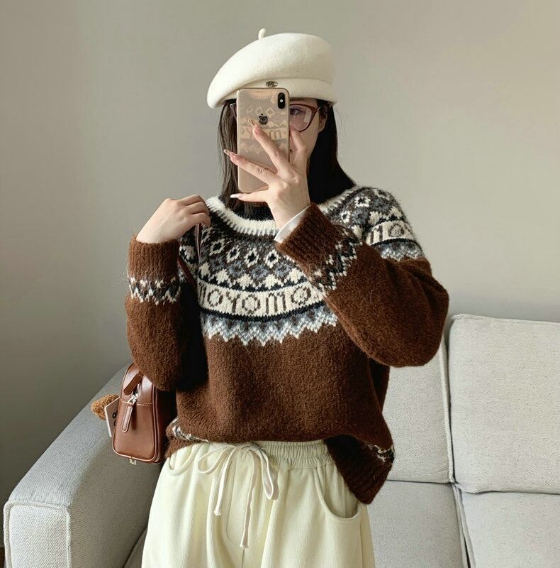 【tops】ジャカードニットセーター　M28646