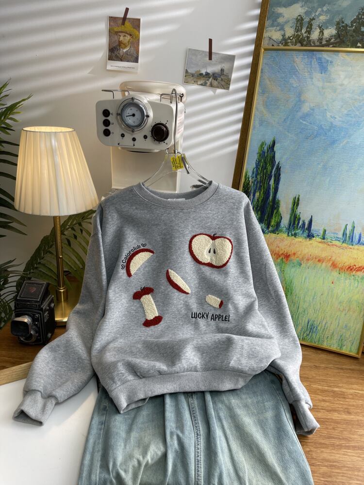 【tops】クルーネック刺繍プルオーバー　M28961