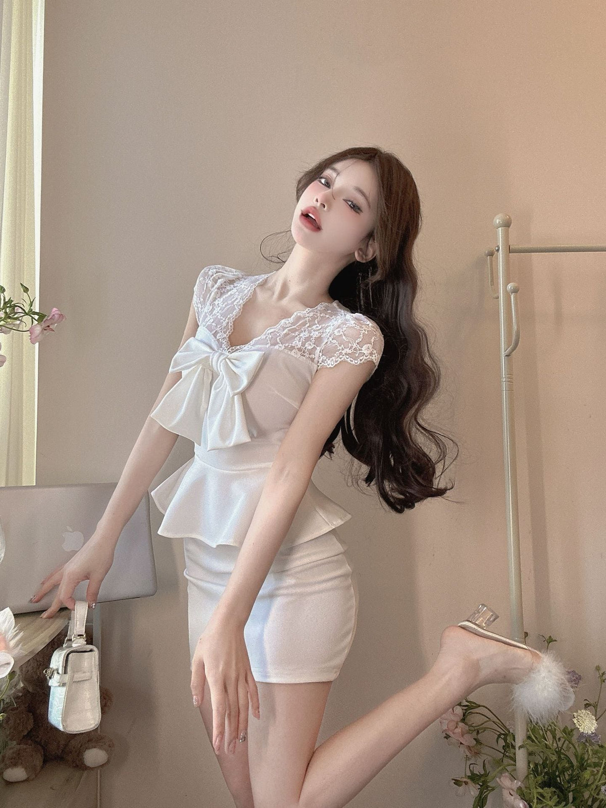 【dress】レース切り替えワンピース　M23981