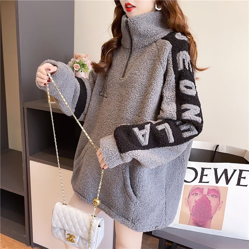 【tops】好感度UP〜気質満点トップススタンドネック裏起毛厚手合わせやすいパーカー G10252