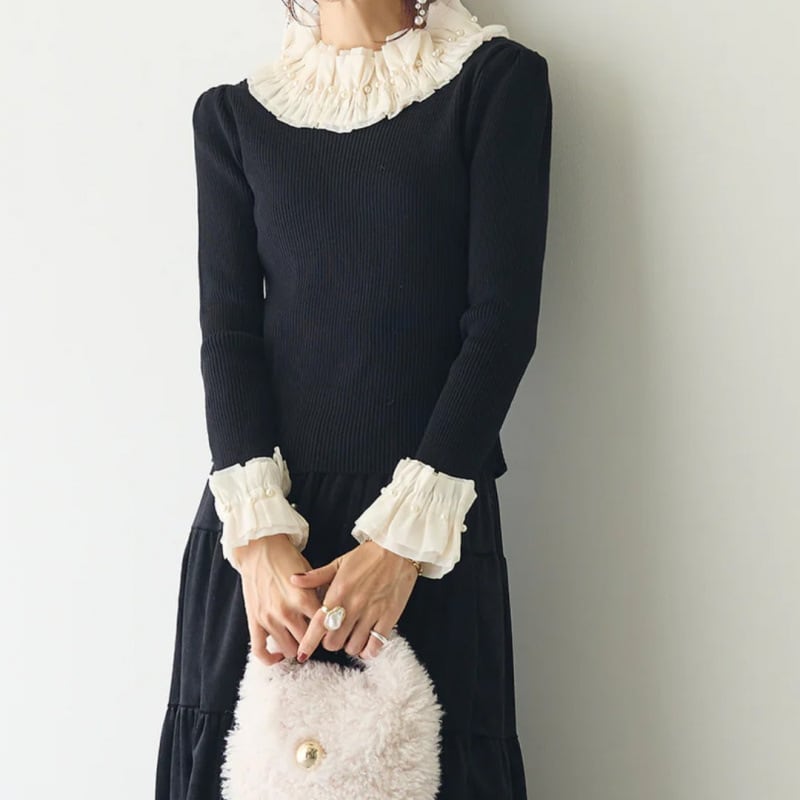 【tops】ドッキングニットトップス　M28689