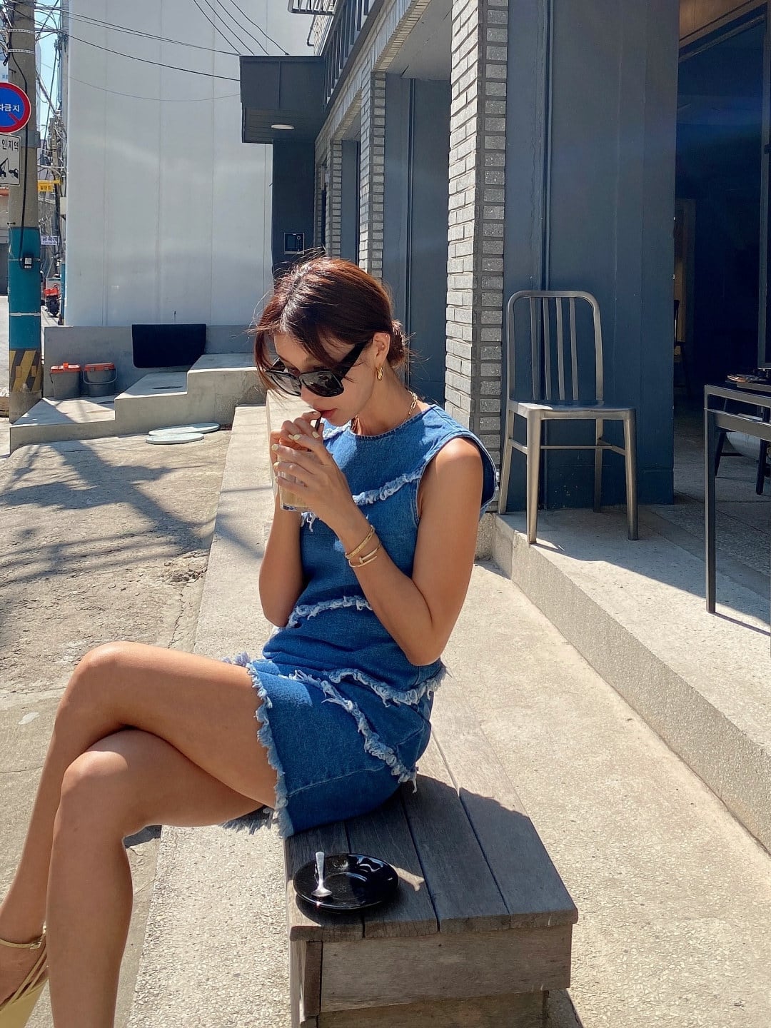 【dress】ノースリーブデニムワンピース　M23984