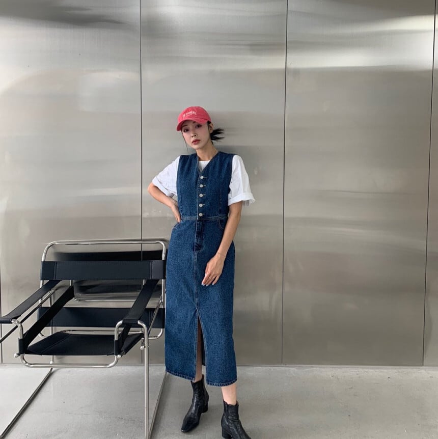 【dress】デニムベストワンピース　M23919