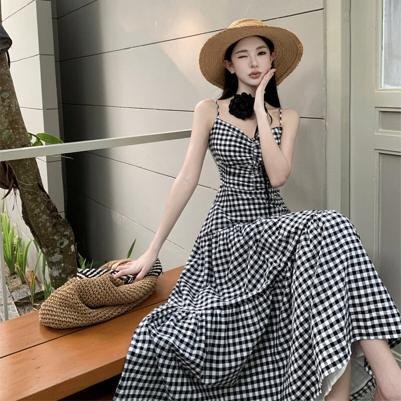 【dress】チェック柄キャミワンピース　M24918