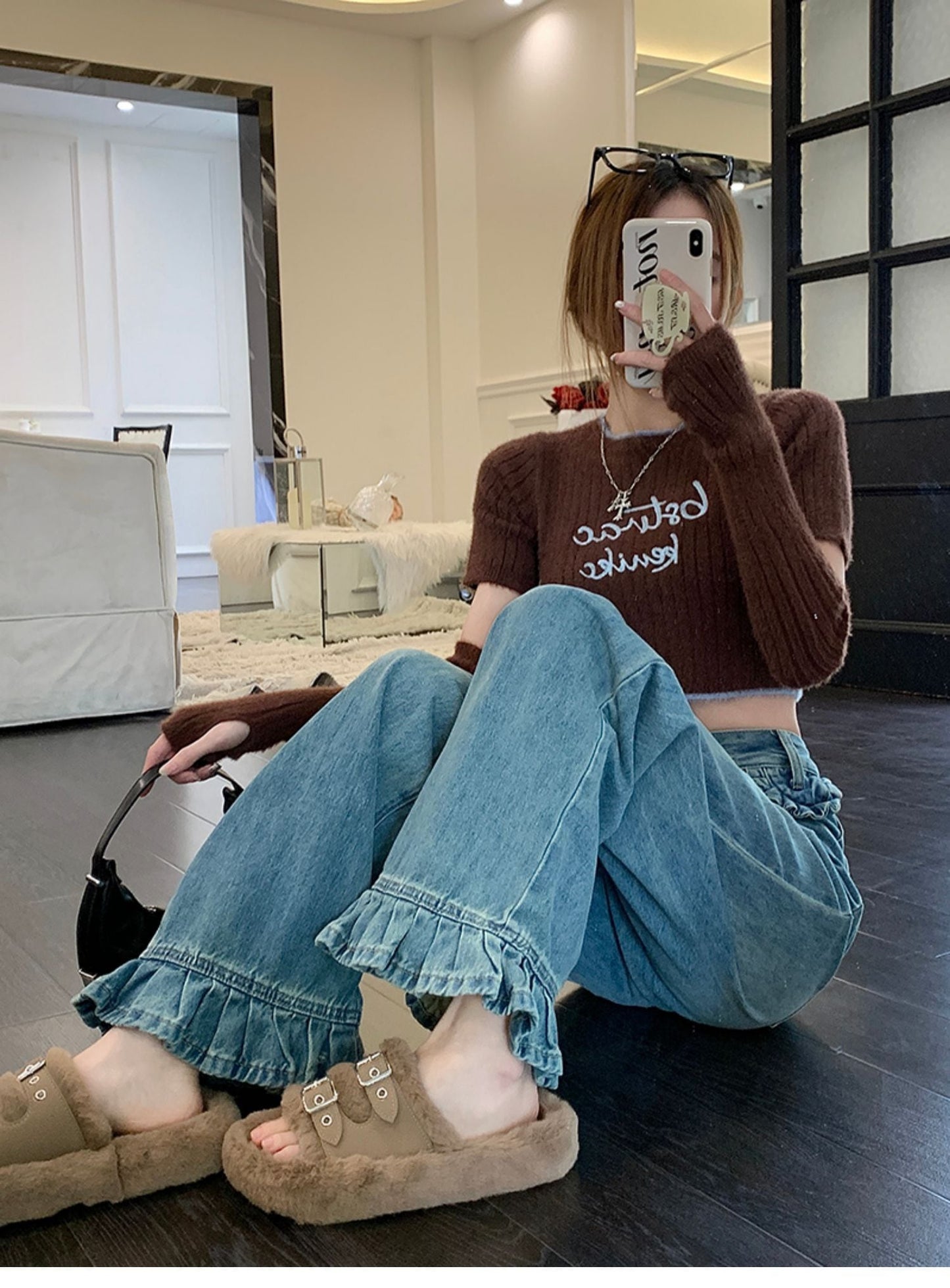 【bottoms】デニムガウチョパンツG20345