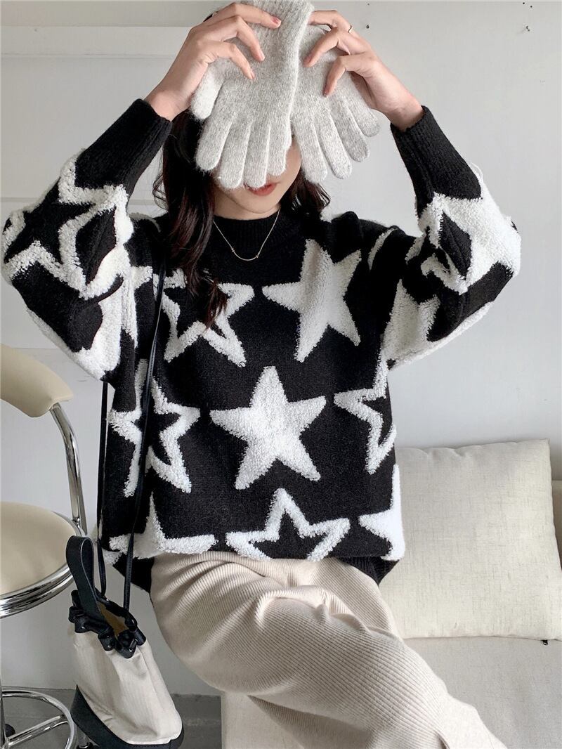 【tops】クルーネックニットセーター　M18395