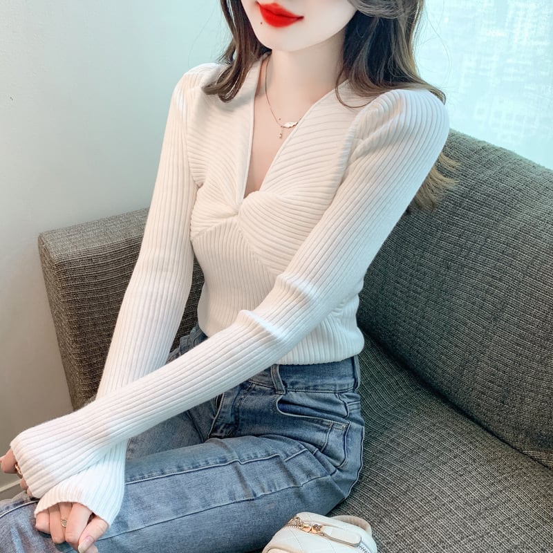 【tops】Vネックニットトップス　M27554