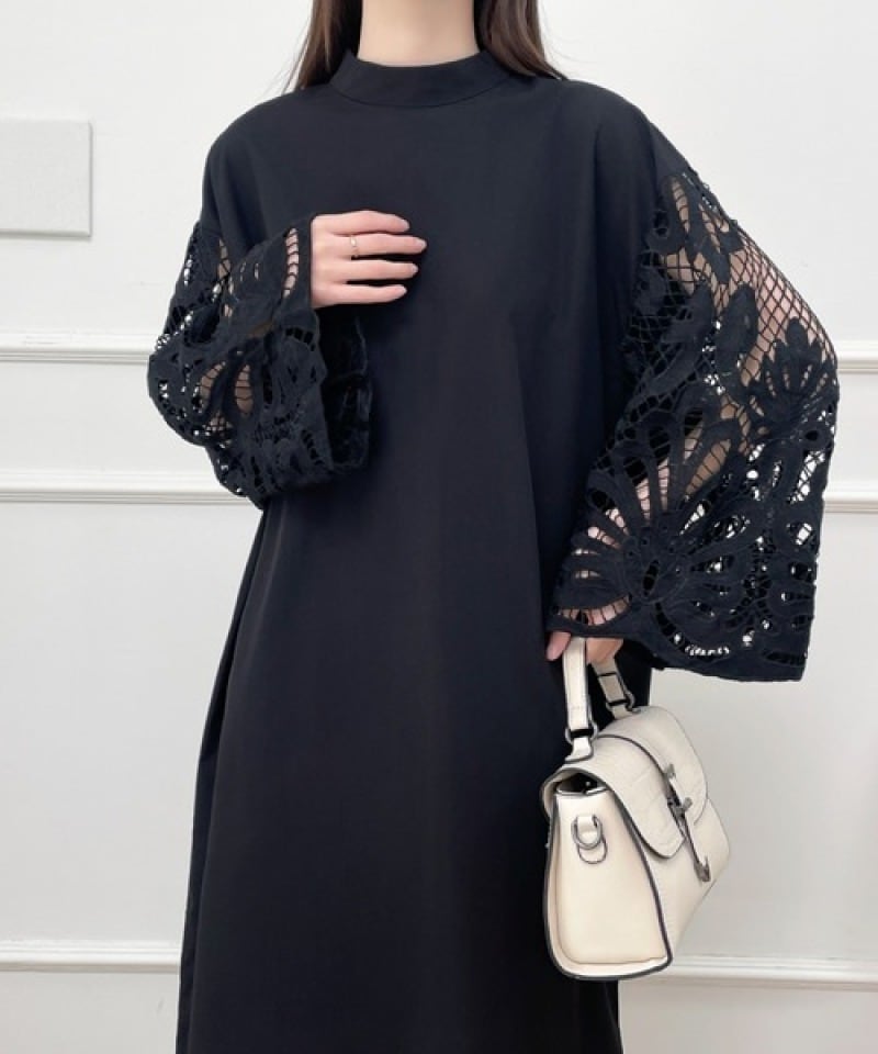【dress】レース切り替えワンピース　M24076