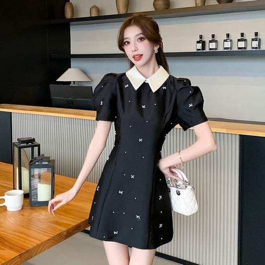 【dress】ビーズパフスリーブワンピース G21107