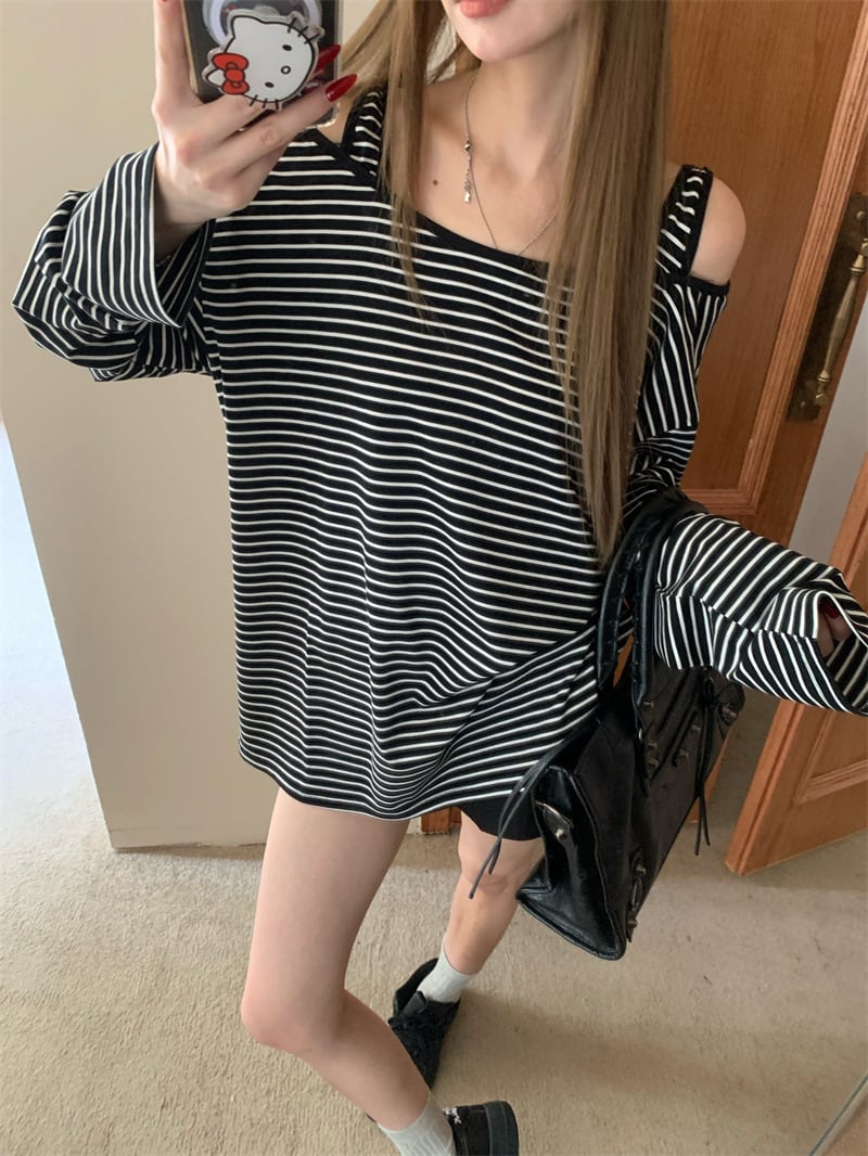 【tops】ボーダー柄長袖Tシャツ　M26180