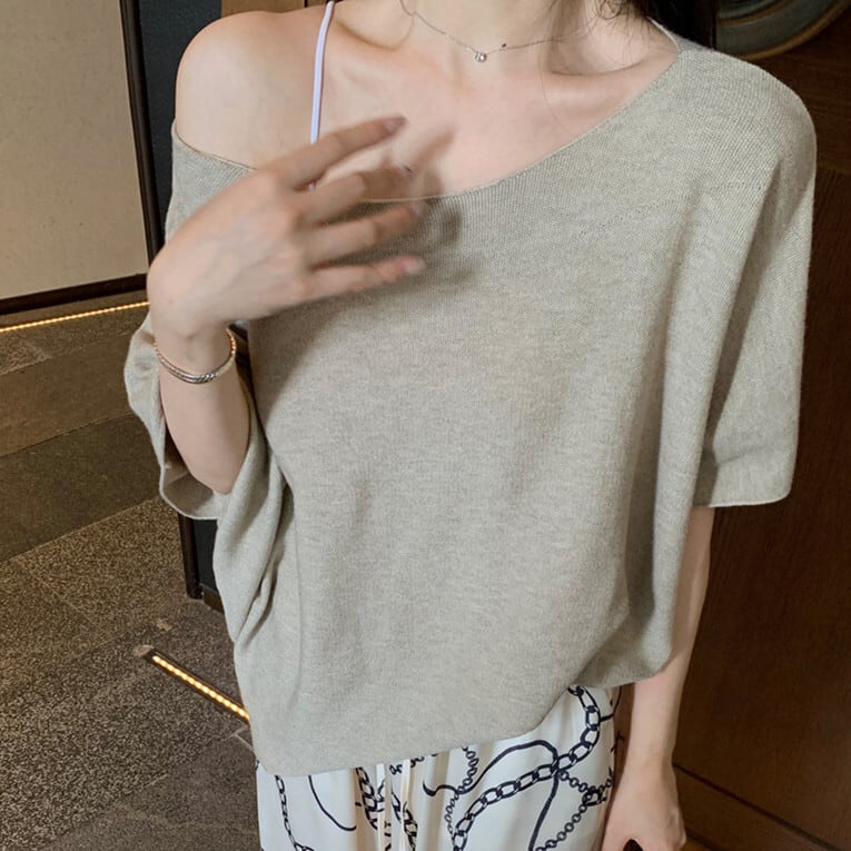 【tops】ニットTシャツ　M24593