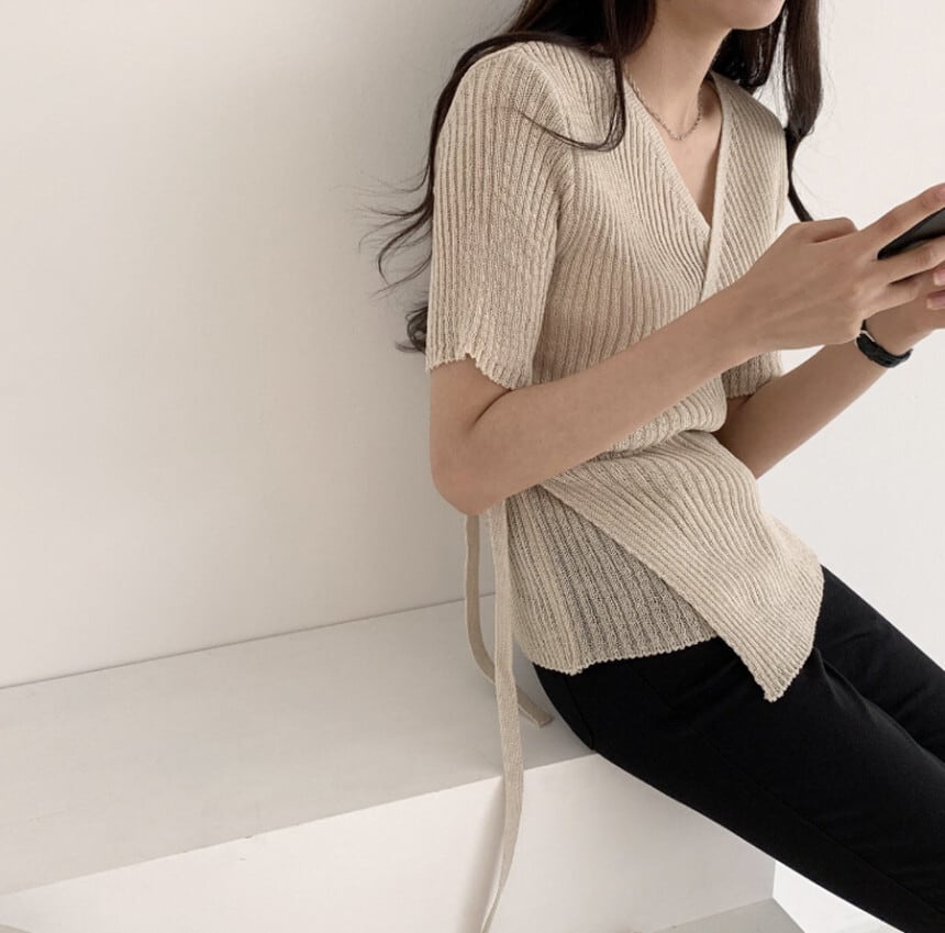 【tops】VネックニットトップスG21048