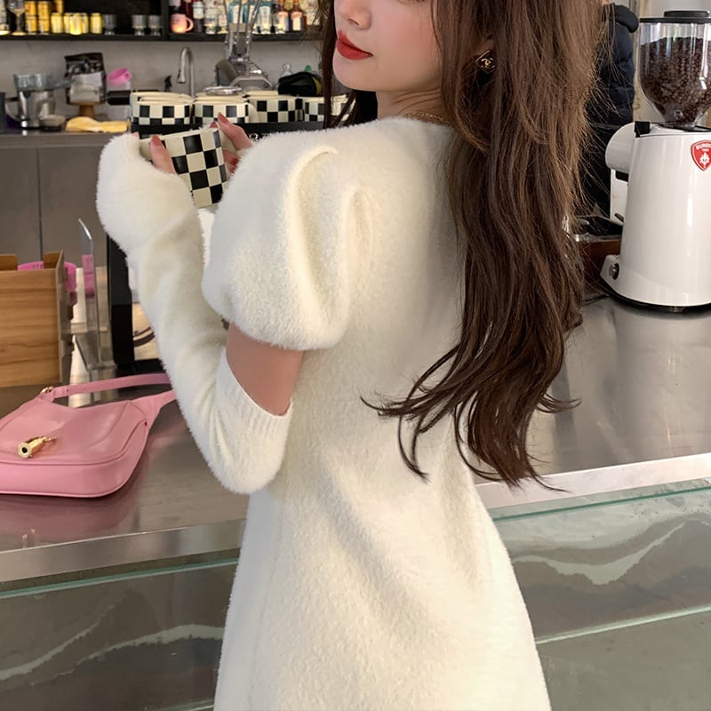 【dress】アームカバー付きニットワンピース　M27717