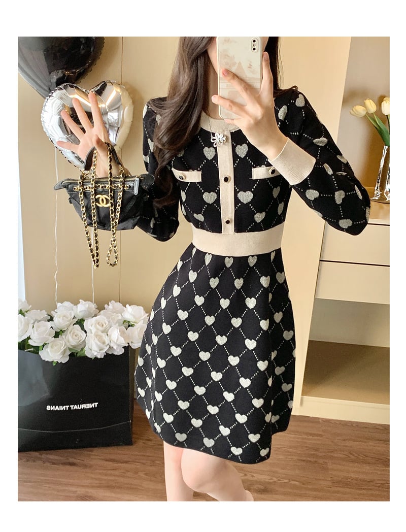 【dress】ジャカードニットワンピース　M28415