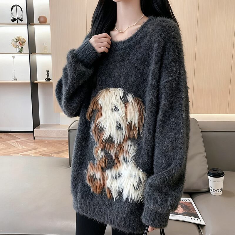 【tops】ファードッキングニットトップス Q7285