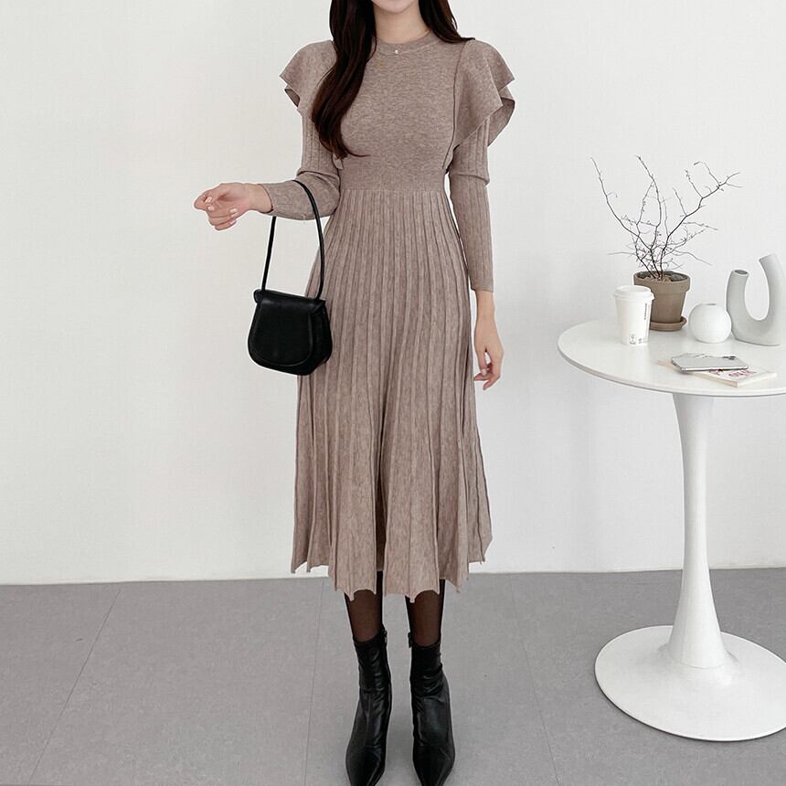 【dress】フリルニットワンピース　M26191