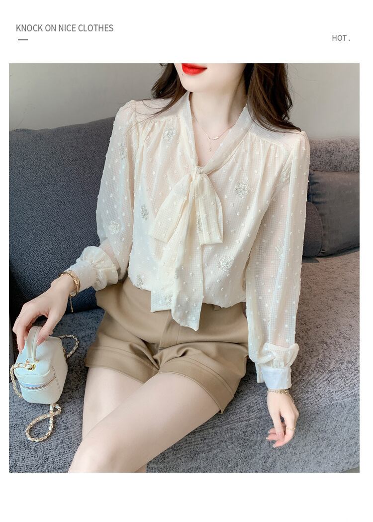 【tops】リボン付きシャツトップス　M28633
