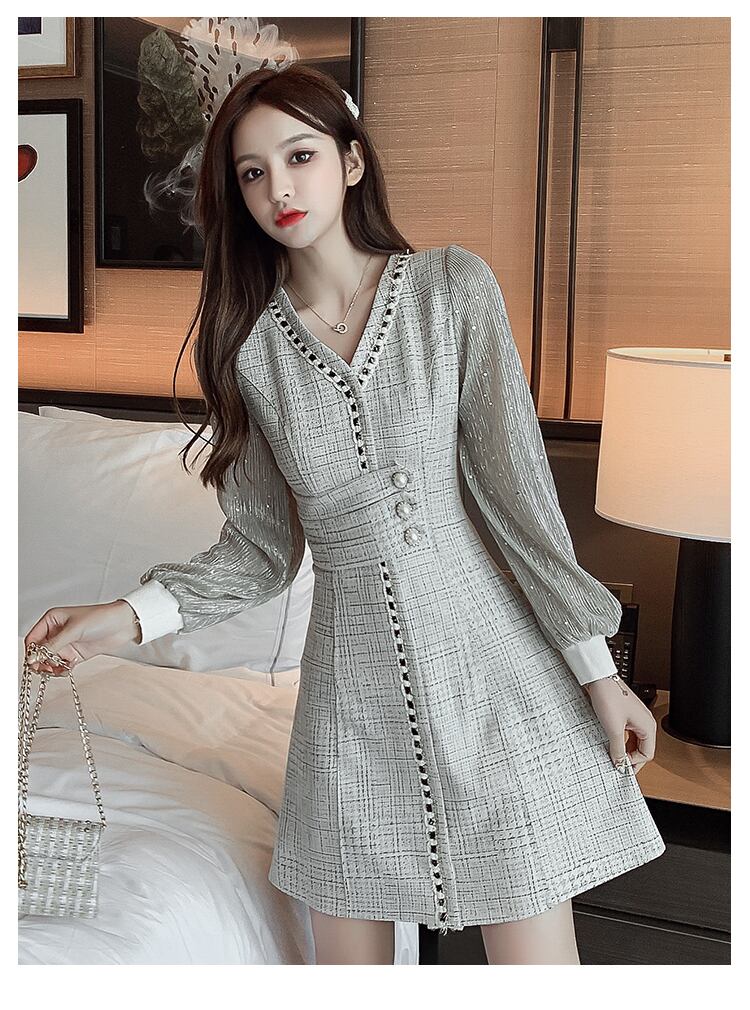 【dress】気質満点春秋スウィート長袖体型カバー着痩せワンピース G1706