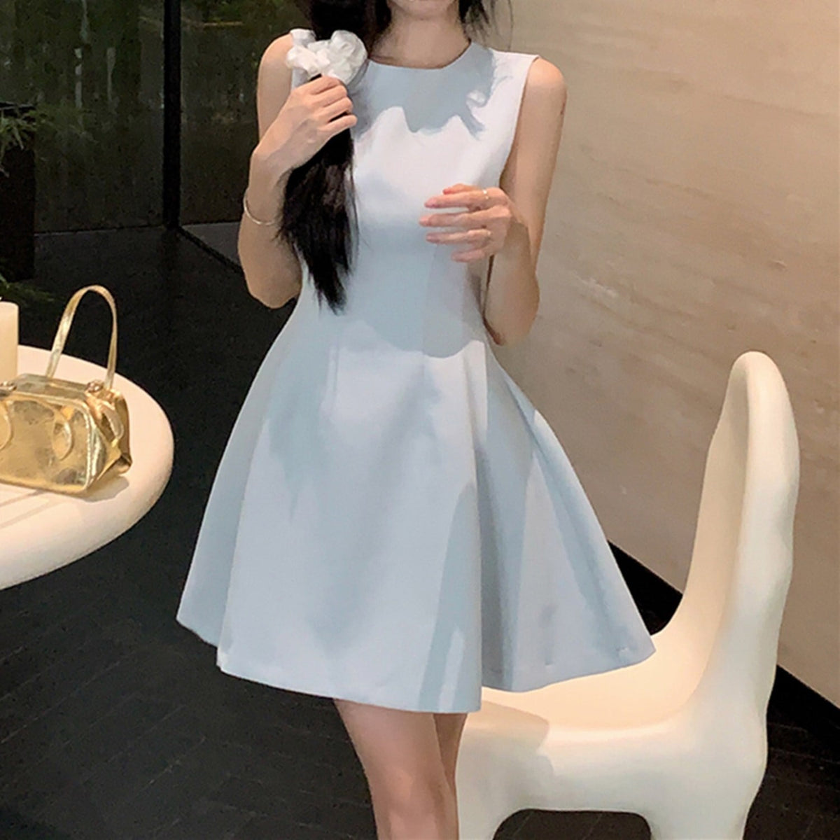 【dress】ノースリーブ美シルエットワンピース　N2662