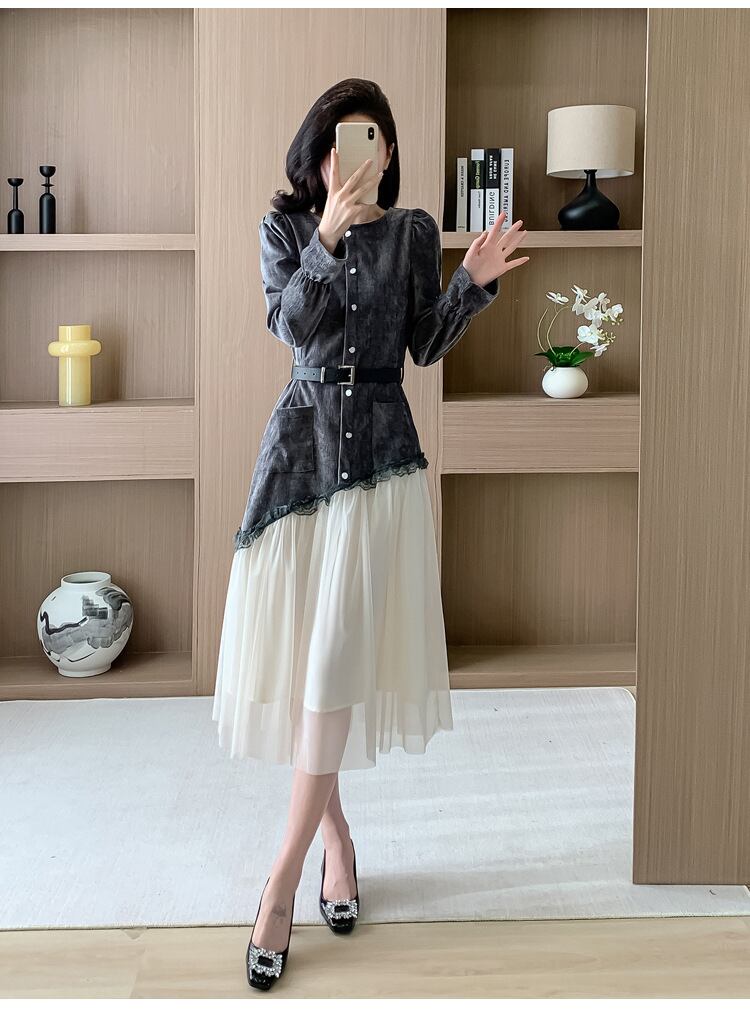 【dress】チュールコンビワンピース　M29588