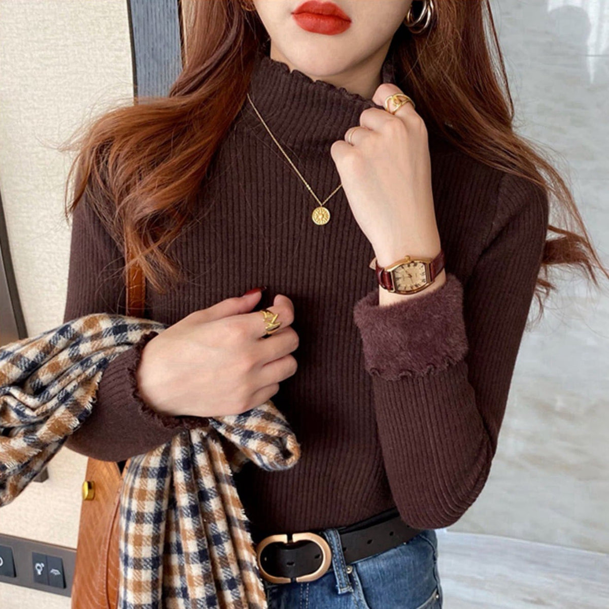 【tops】無地ニットセーター　M24652