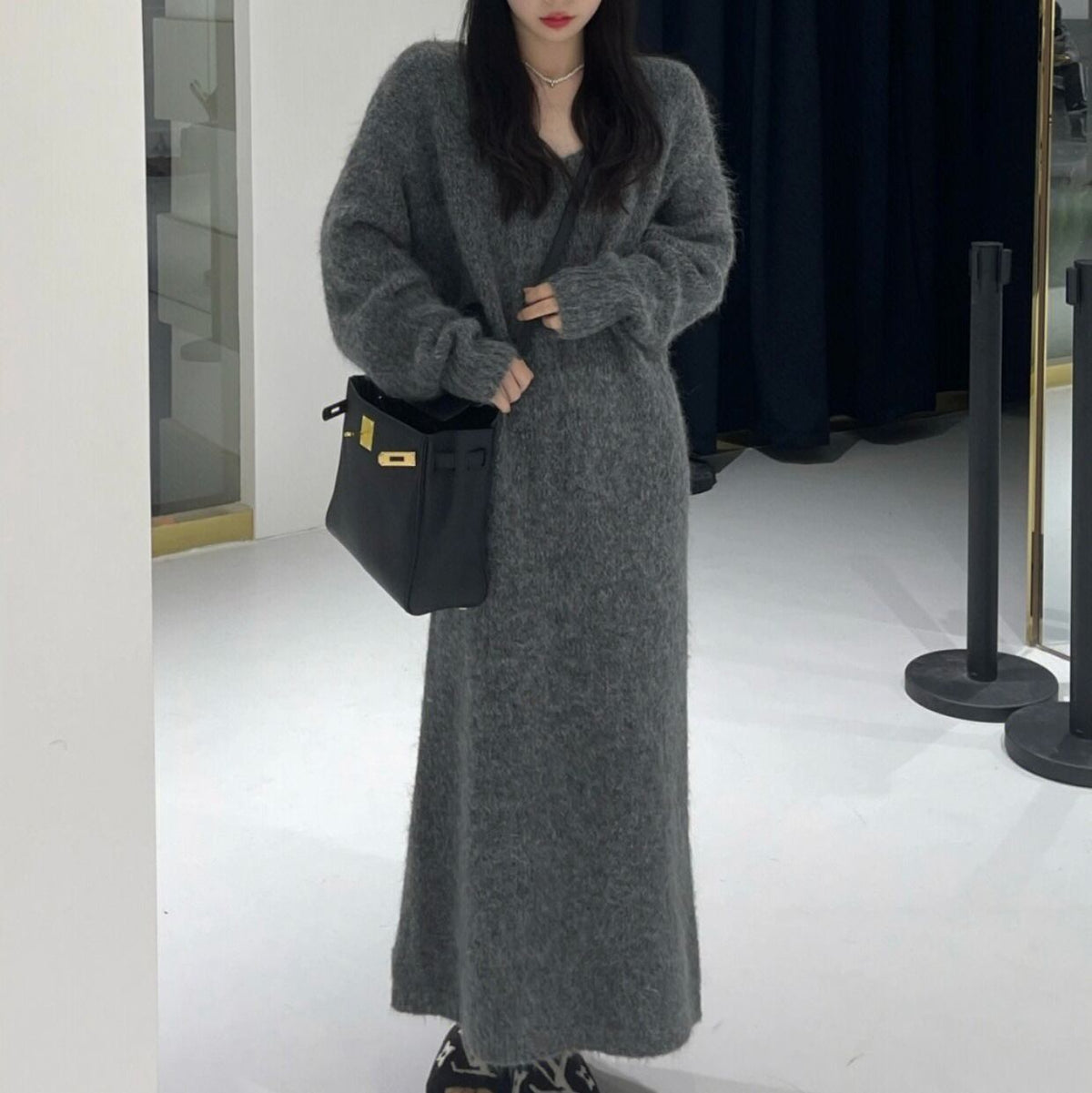 【dress】Vネックニットワンピース　M27241