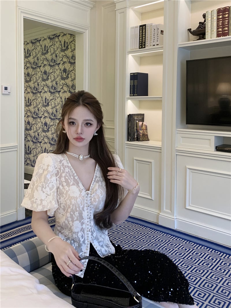 【tops】ダイヤモンドレースブラウスG21549