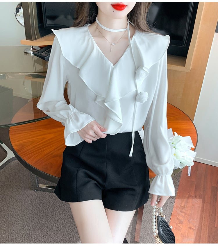 【tops】フリルシャツトップス　M25769