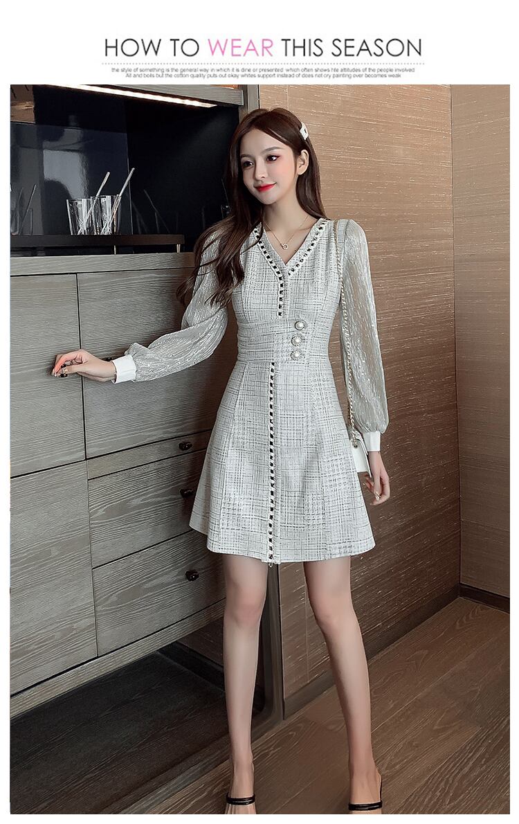 【dress】気質満点春秋スウィート長袖体型カバー着痩せワンピース G1706