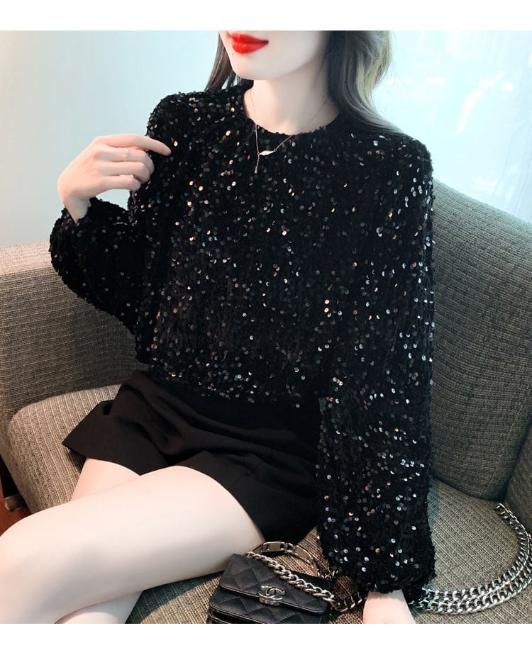 【tops】スパンコールトップス　M28941