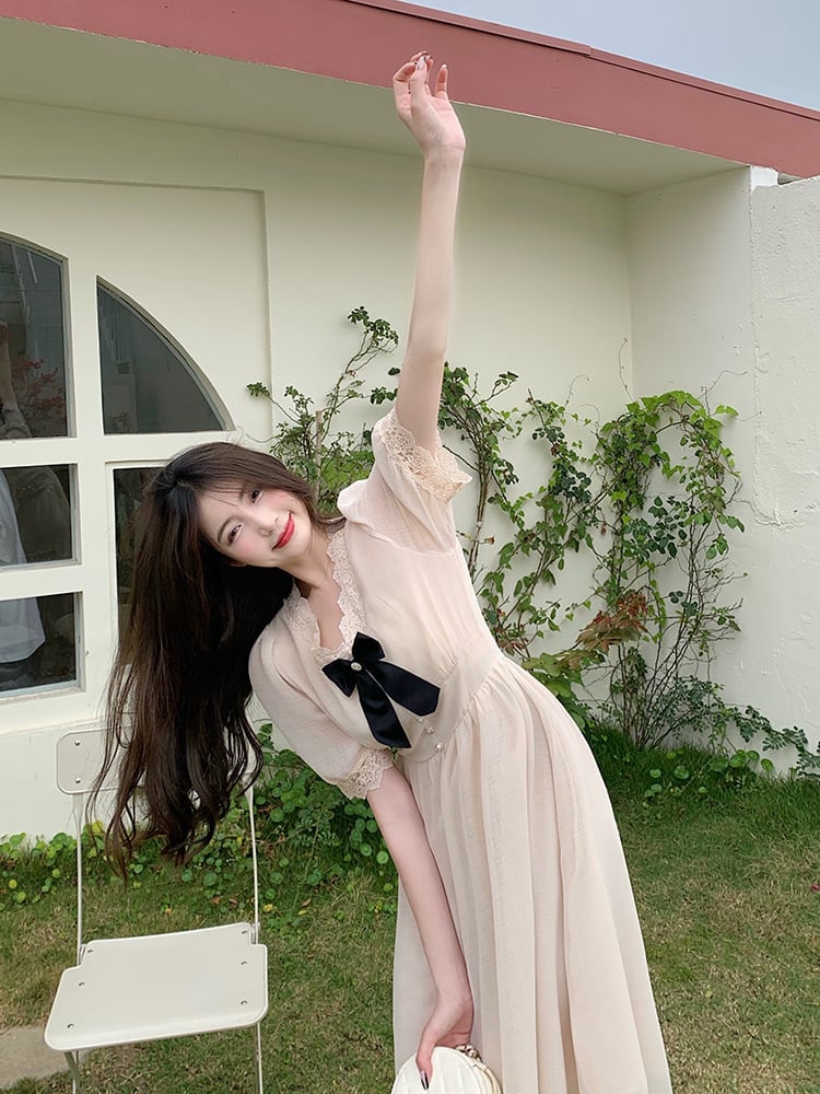 【dress】Vネックレースデートワンピース G20928