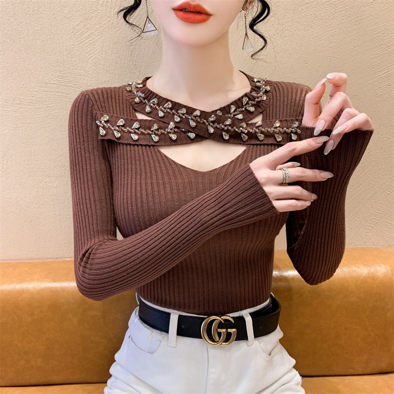 【tops】ビジューニットトップス　M28266