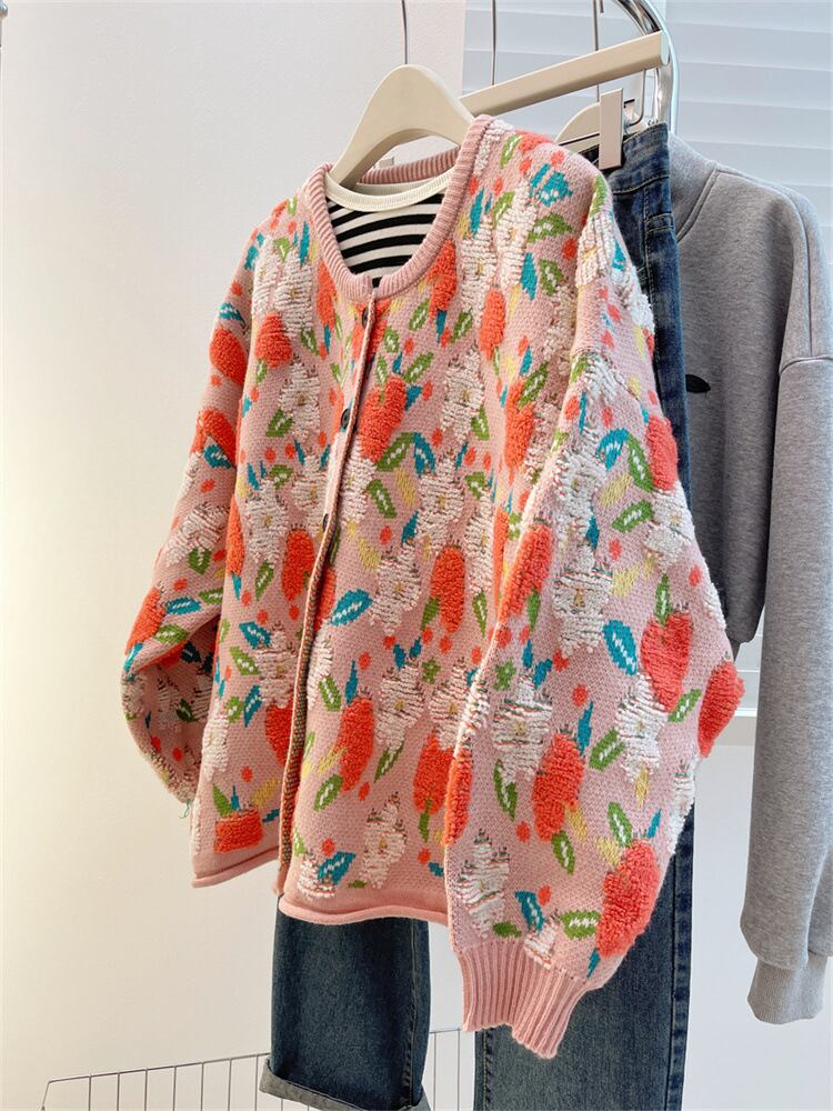 【outer】ジャカードニットカーデ　M28918