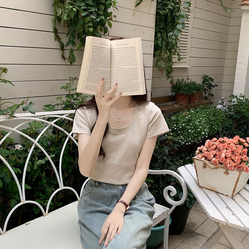 【tops】3色UネックＴシャツF7501