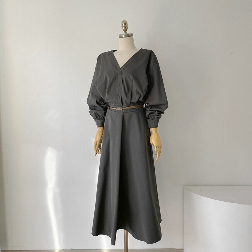 【dress】OL、通勤ワンピースベルト付き　M29620