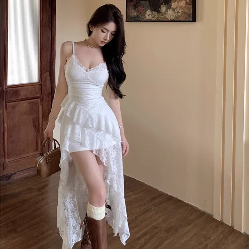 【dress】イレヘムレースキャミワンピース Q8129