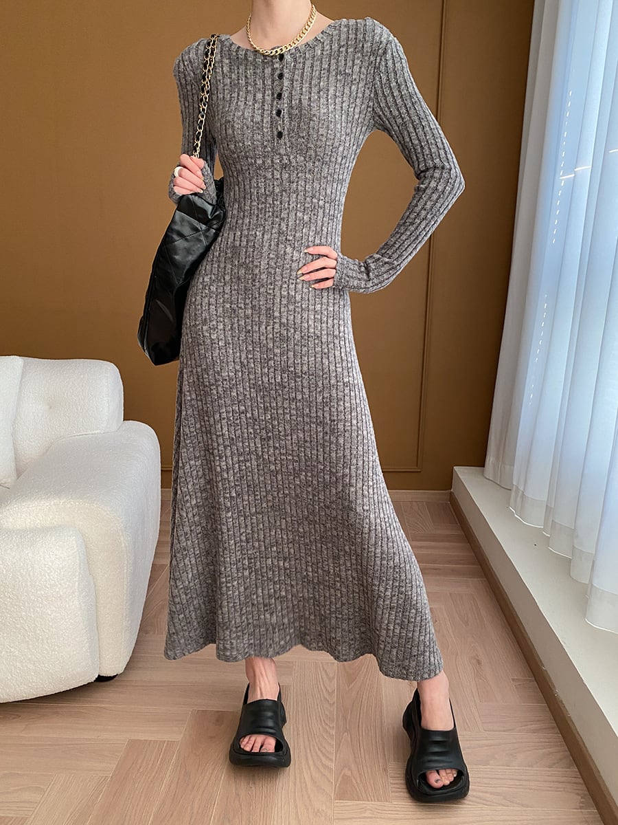 【dress】ロングニットワンピース Q7002