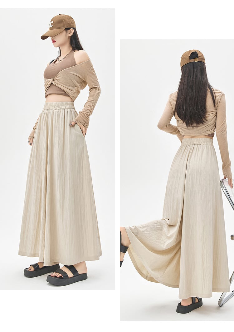 【bottoms】3色ウエストゴムガウチョパンツF7490