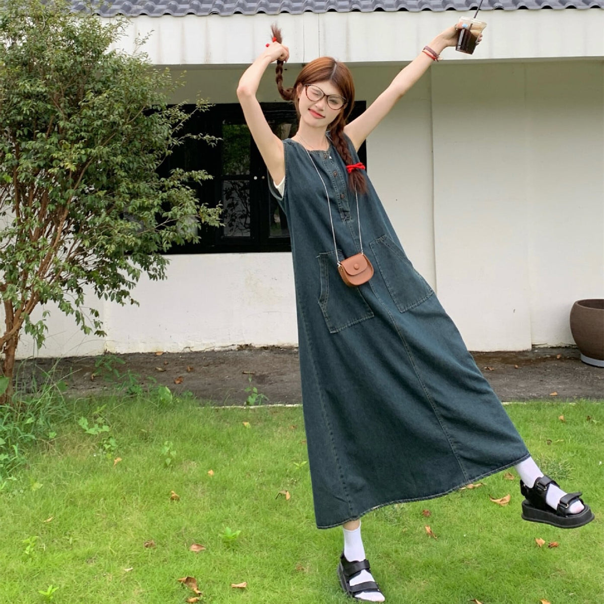 【dress】ノースリーブデニムワンピース　M25107