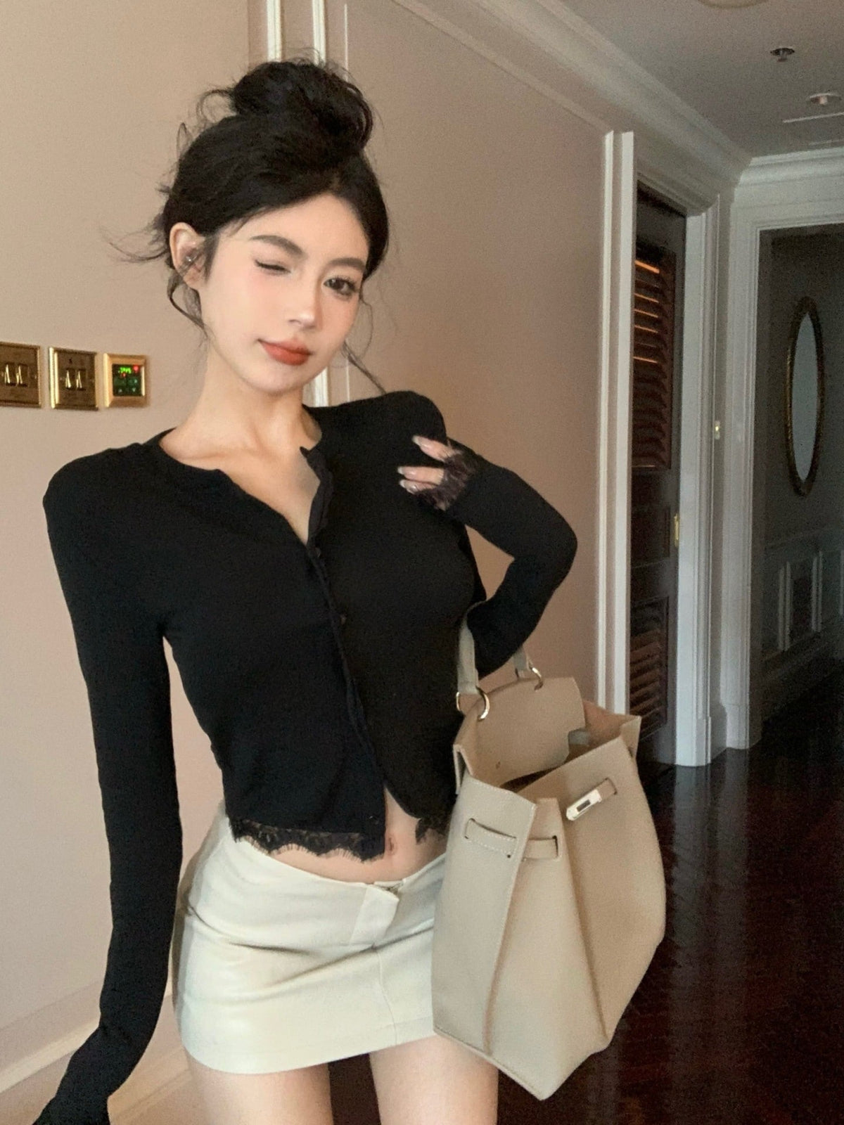 【tops】レース切り替えトップス　M27926